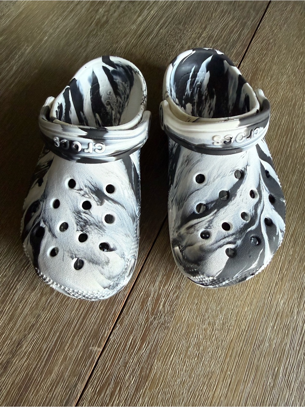 CROCS Kids Marble Black & White Clog Sandals
